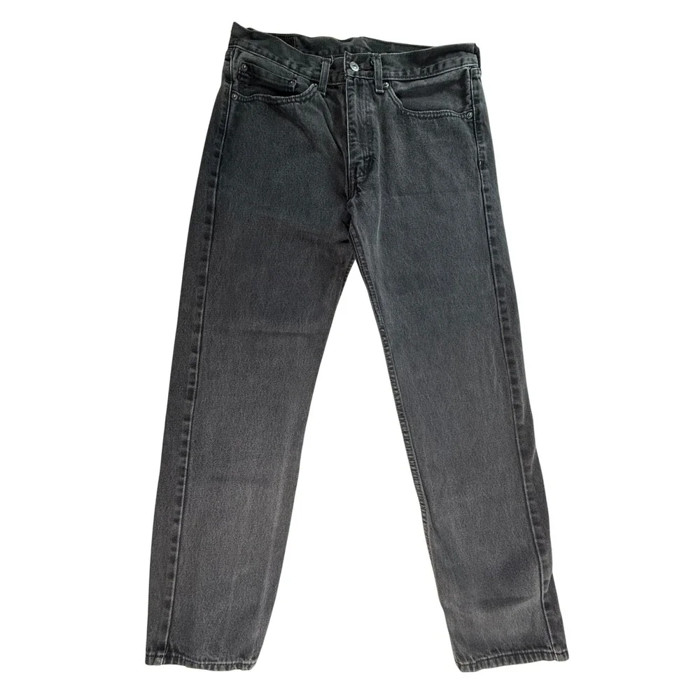 Levi's‎ 505 Regular Fit Jeans Mens W34 L32 Gray Black Denim Pants-855